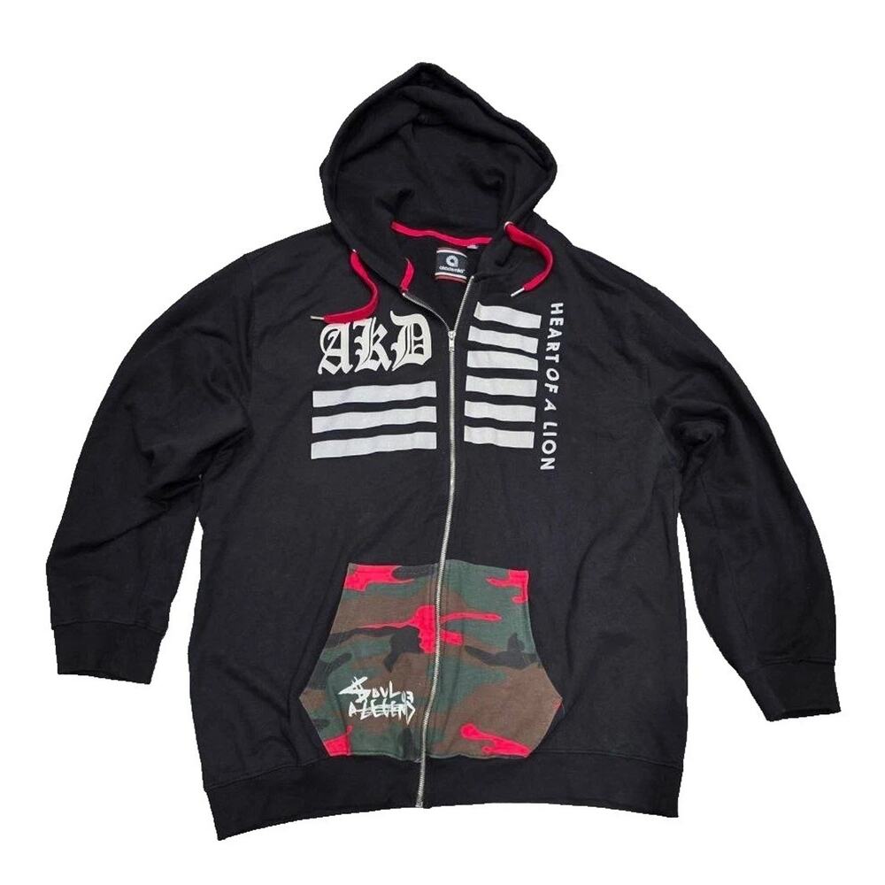 akademiks hoodie 4XL Black Y2K Red hip-hop mens Graphic full zip A003813